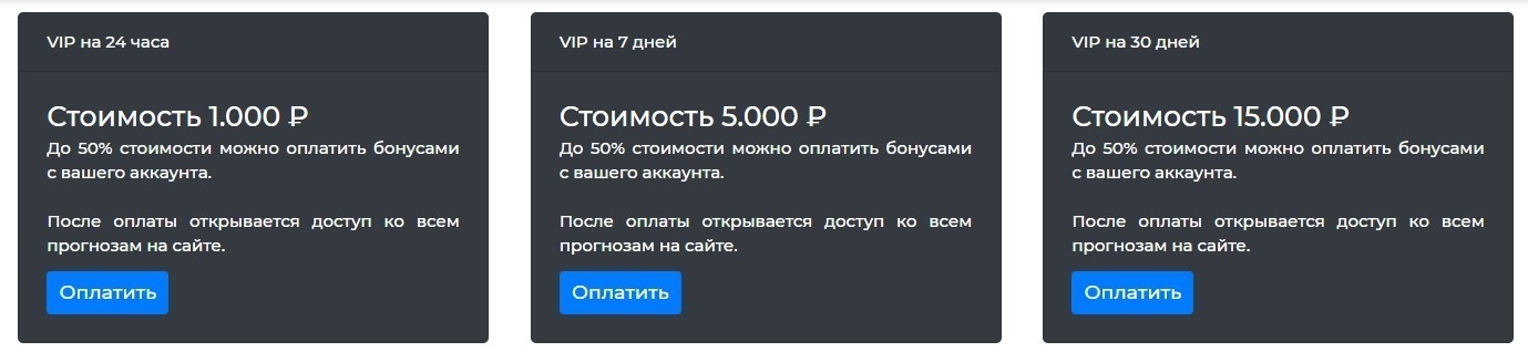 Цены за подписку на каппера 101win.ru