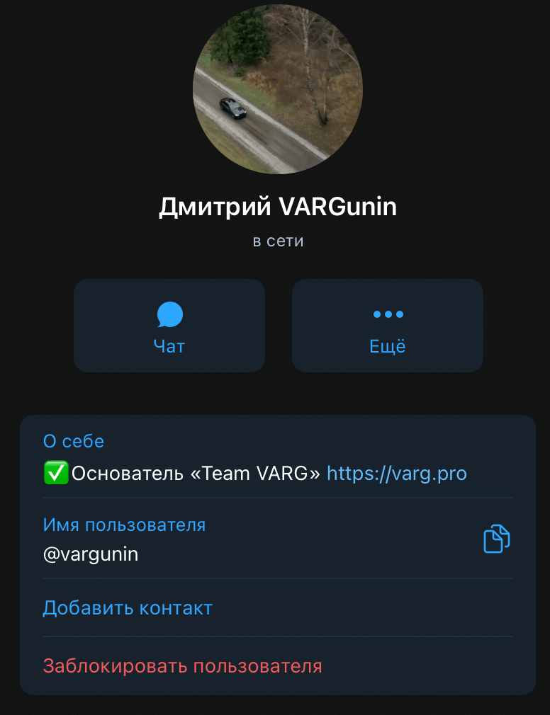 Телеграм админа Team «VARG» (Варгунин)