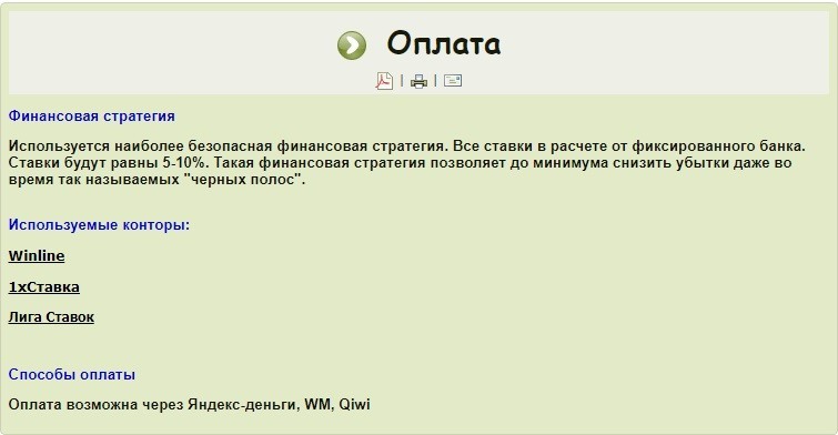 Оплата на сайте Бриф-прогноз (brieftoto)