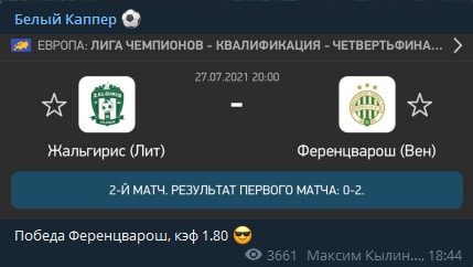 Белый Каппер — Телеграм канал по ставкам на спорт