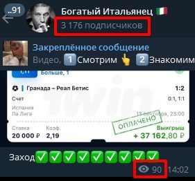 Телеграмм Богатый Итальянец - просмотры и подписчики