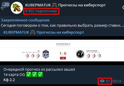 KUBEPMATUK в Телеграмм - просмотры и подписчики