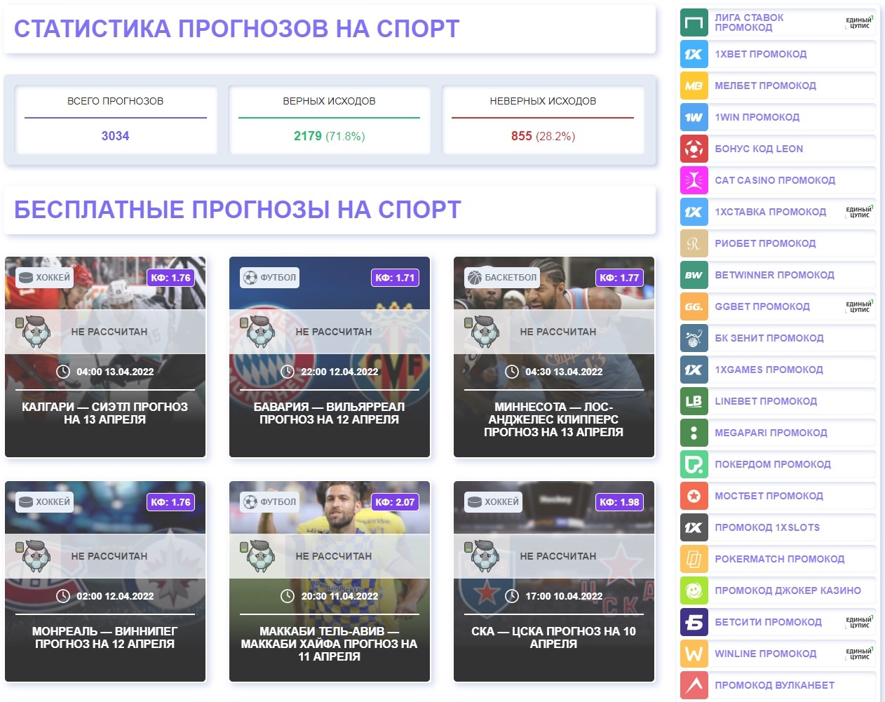 Betslive - статистика прогнозов