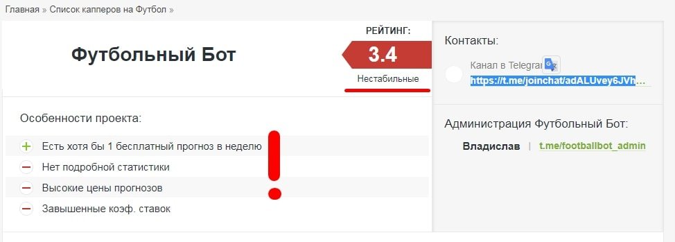 Футбольный бот: отзывы