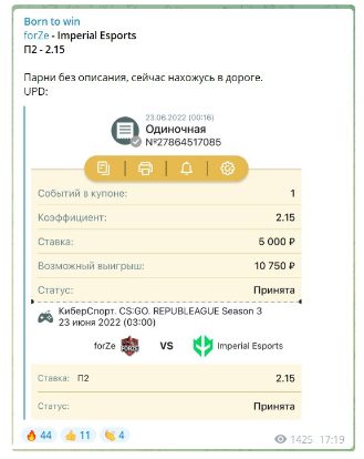 Прогнозы Born to win в телеграме