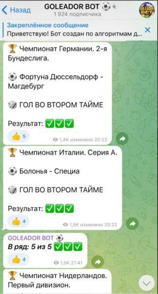 GOLEADOR BOT статистика