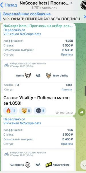 NoScope bets телеграмм