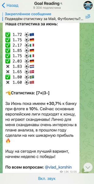 Goal Reading статистика